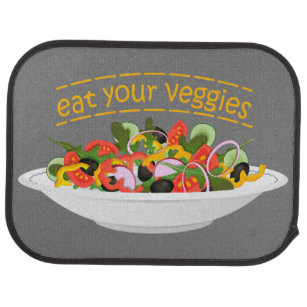 Eat Your Veggies Quote fresh salad mix bowl Car Floor Mat