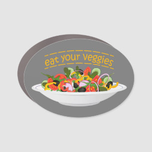 Eat Your Veggies Quote fresh salad mix bowl Car Magnet