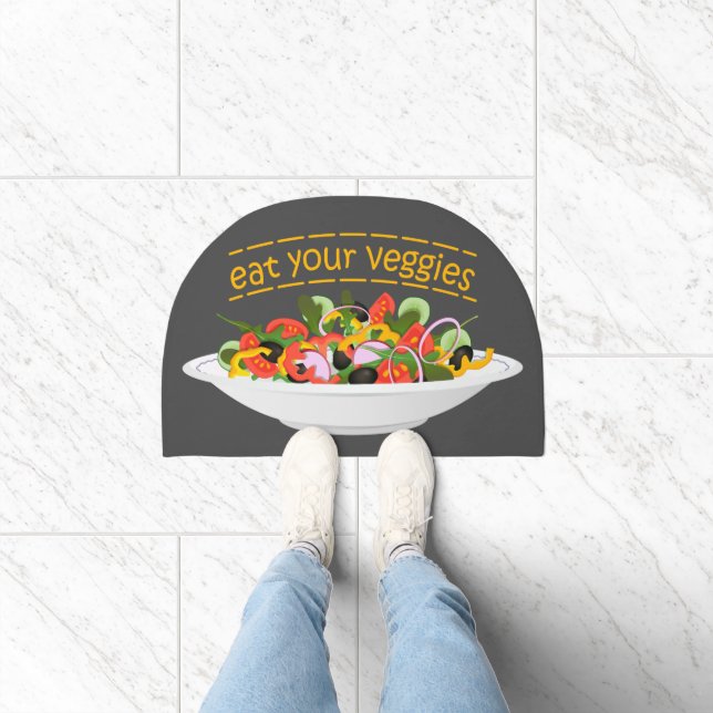 Eat Your Veggies Quote fresh salad mix bowl Doormat (Indoor)