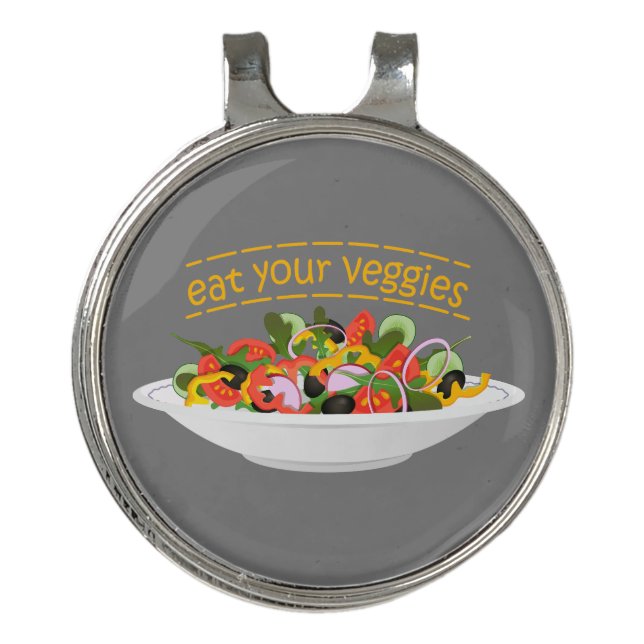 Eat Your Veggies Quote fresh salad mix bowl Golf Hat Clip (Front)