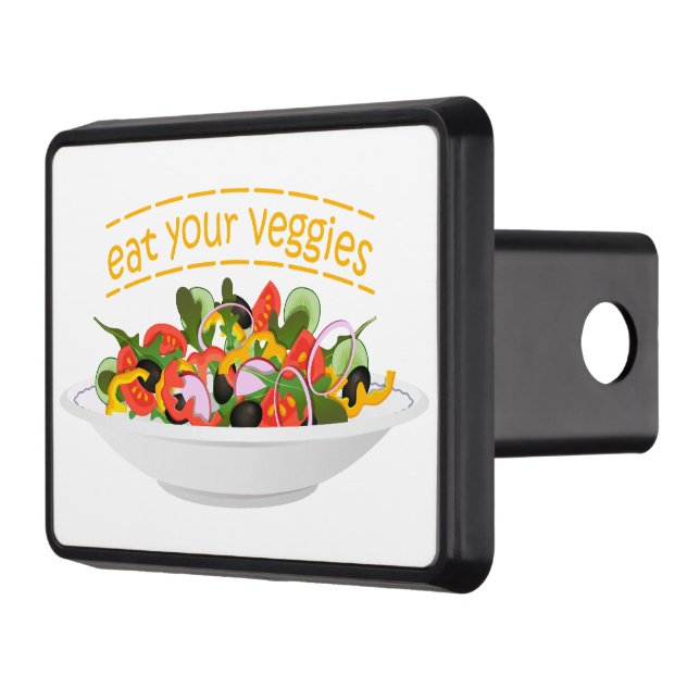 Eat Your Veggies Quote fresh salad mix bowl Hitch Cover (Left)