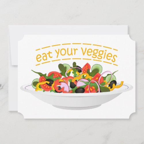 Eat Your Veggies Quote fresh salad mix bowl Holiday Card