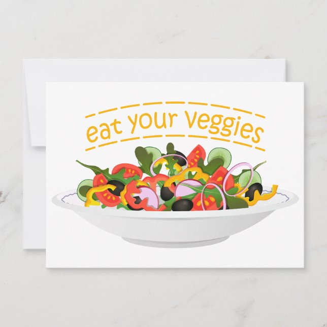 Eat Your Veggies Quote fresh salad mix bowl Invitation (Front)