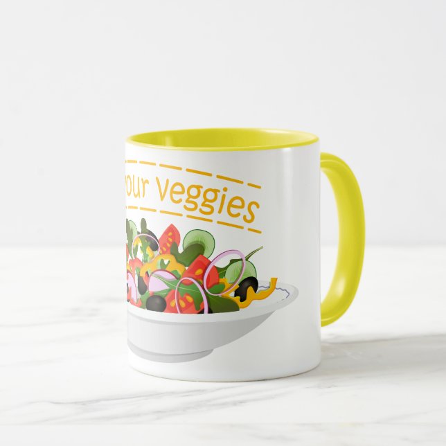 Eat Your Veggies Quote fresh salad mix bowl Mug (Front Right)