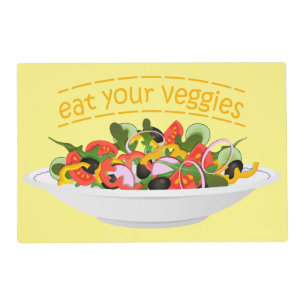 Eat Your Veggies Quote fresh salad mix bowl Placemat