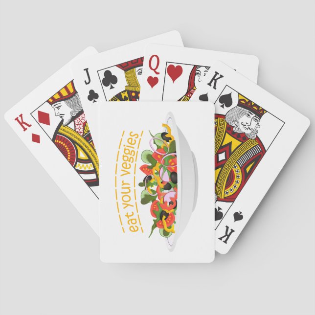 Eat Your Veggies Quote fresh salad mix bowl Poker Cards (Back)