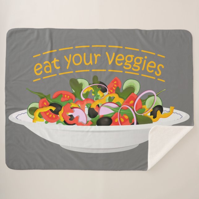 Eat Your Veggies Quote fresh salad mix bowl Sherpa Blanket (Front (Horizontal))