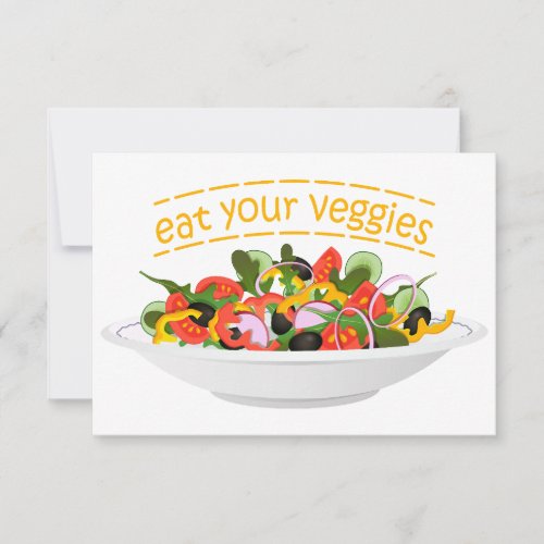 Eat Your Veggies Quote fresh salad mix bowl Thank You Card