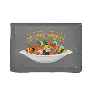 Eat Your Veggies Quote fresh salad mix bowl Trifold Wallet