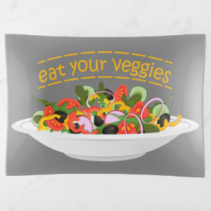 Eat Your Veggies Quote fresh salad mix bowl Trinket Tray