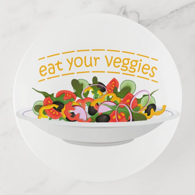 Eat Your Veggies Quote fresh salad mix bowl Trinket Tray (Front)