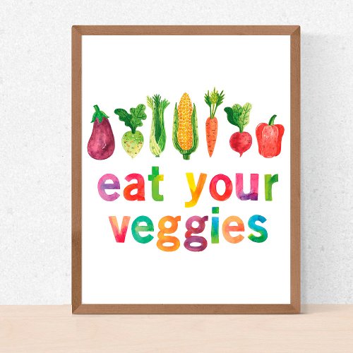 Eat Your Veggies Rainbow Colors Healthy Child Poster