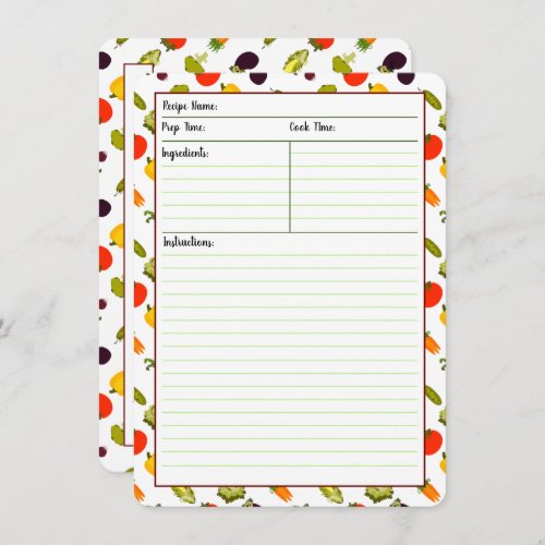 Eat Your Veggies Recipe Cards