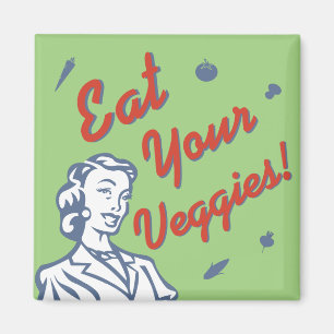 Eat Your Veggies retro woman Magnet