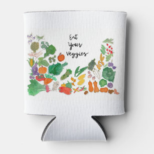 Eat Your Veggies (vegetable illustration vegan) Can Cooler