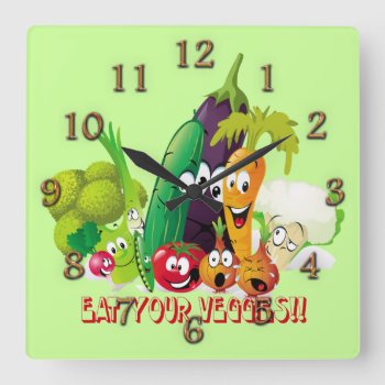 Eat Your Veggies Wall Clock by Fiery_Fire at Zazzle