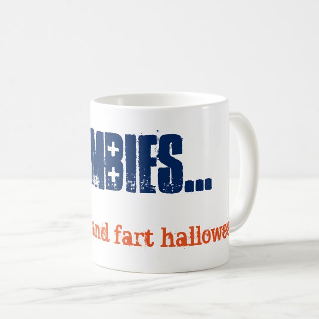 Eat Zombies and Fart Halloween Emo Goth Blue Coffee Mug (Front Right)