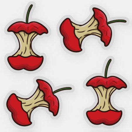 Eaten Apple Core Retro Style Fun Fruits Sticker