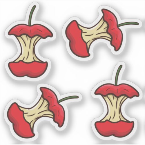 Eaten Apple Core retro style fun fruits Sticker