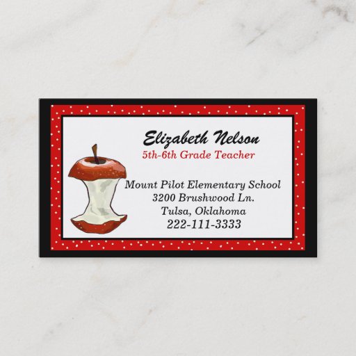 Customizable Eaten Apple Teacher's business card