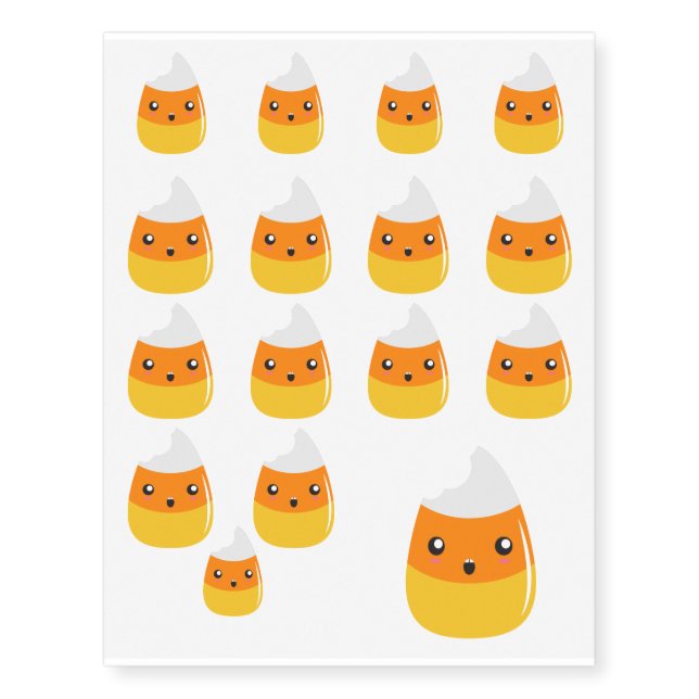 Eaten Emoji Candy Corn Temporary Tattoos (Front)
