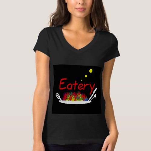 Eatery Logo on Female Black T_shirt