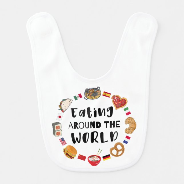 Eating around the world baby bib (Front)