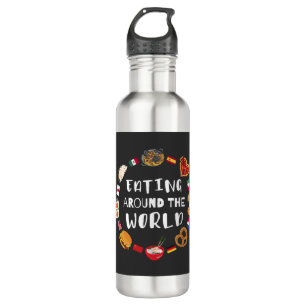 Eating around the world stainless steel water bottle