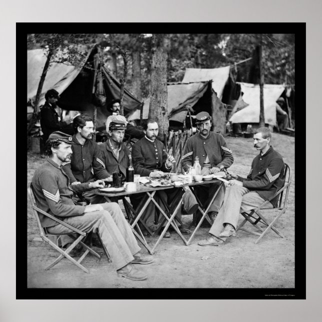 Eating at the Camp Mess at Bealeton, VA 1863 Poster (Front)