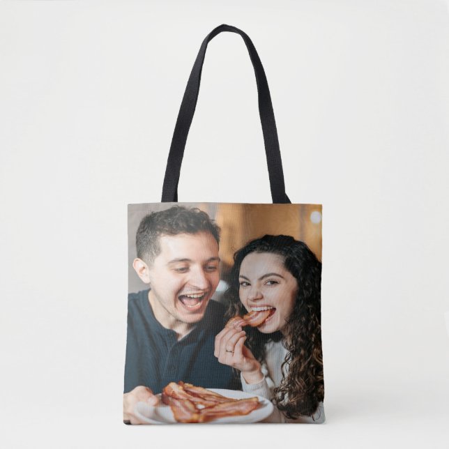 Eating Bacon Photo Customize Personalize Tote Bag (Front)