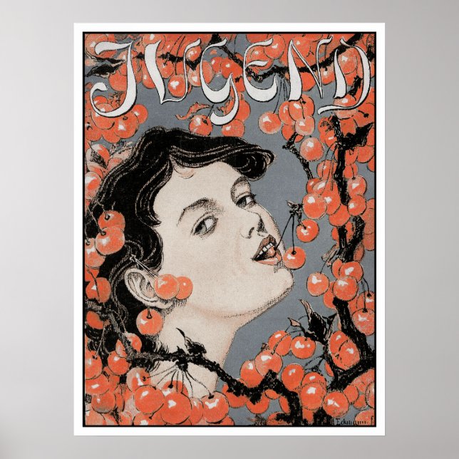 Eating Cherries - Art Nouveau - Jugend Magazine Poster (Front)