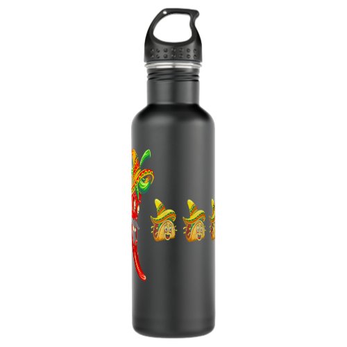 eating Chili Tacos Cinco de Mayo Mexican food Stainless Steel Water Bottle