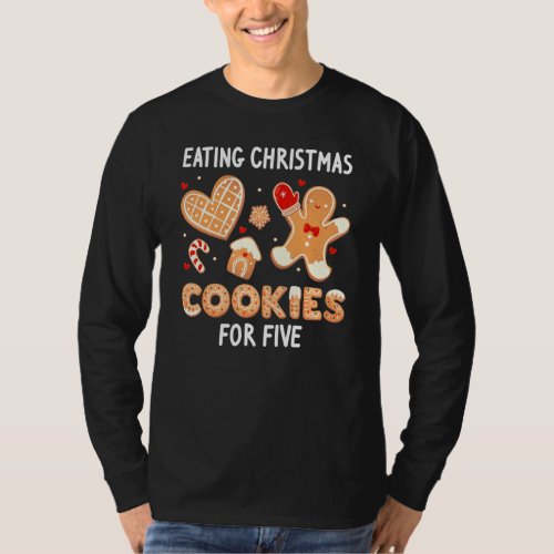 Eating Christmas Cookie Five Pregnancy Announcemen T_Shirt