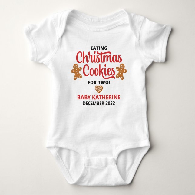 Eating Christmas Cookies for Two Baby Bodysuit (Front)