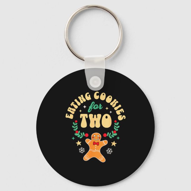 Eating Christmas Cookies For Two - Pregnancy Revea Keychain (Front)