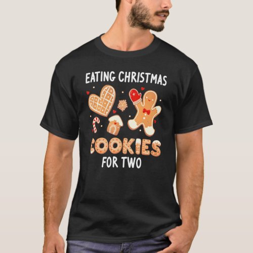 Eating Christmas Cookies Two Pregnancy Announcemen T_Shirt