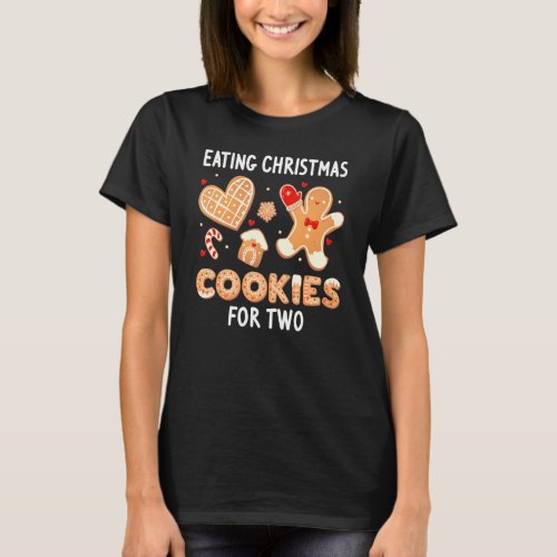 Eating Christmas Cookies Two Pregnancy Announcemen T_Shirt