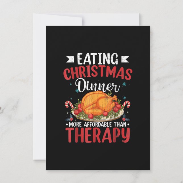 Eating Christmas Dinner Funny Merry Xmas Santa Gra Invitation (Front)