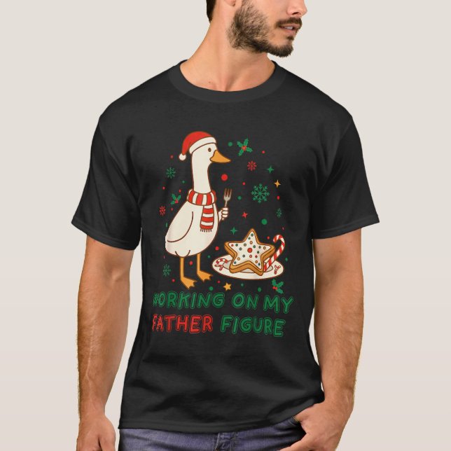 Eating Cookies For Two Working On My Dad-bod Santa T-Shirt (Front)