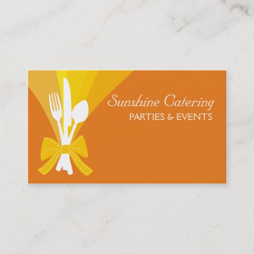 Customizable eating dining utensils chef catering business card