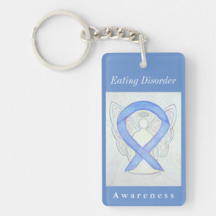 Eating Disorder Awareness Ribbon Angel Keychain