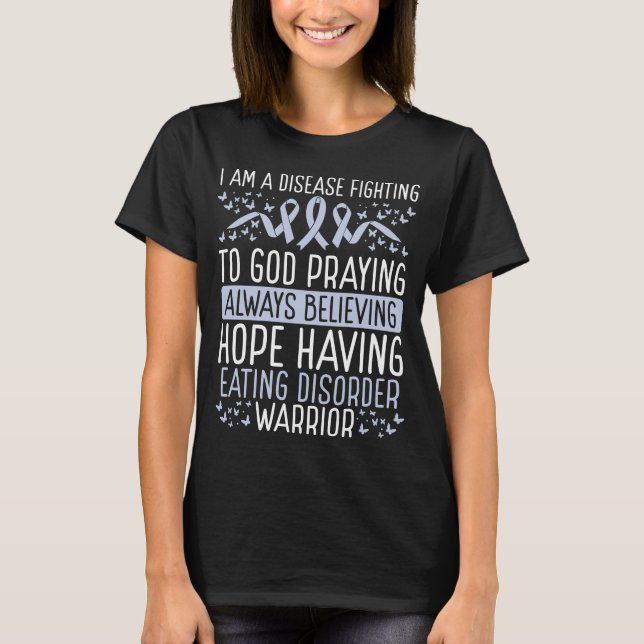Eating Disorder Warrior Disease Awareness Ribbon T-Shirt (Front)