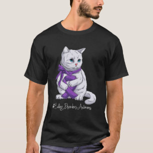 Eating Disorders Awareness Month Purple Ribbon Cat T-Shirt