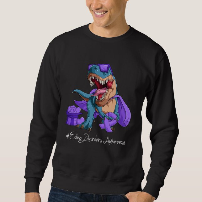 Eating Disorders Awareness Month Purple Ribbon Tre Sweatshirt (Front)