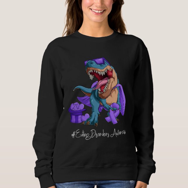Eating Disorders Awareness Month Purple Ribbon Tre Sweatshirt (Front)