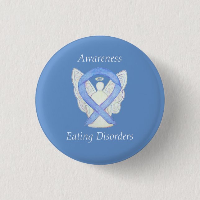 Eating Disorders Awareness Ribbon Angel Custom Pin (Front)