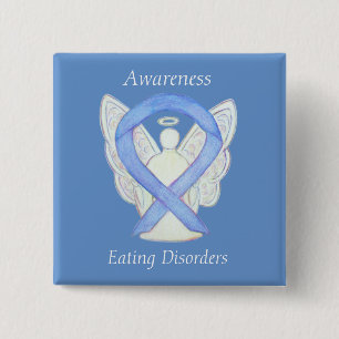 Eating Disorders Awareness Ribbon Angel Custom Pin