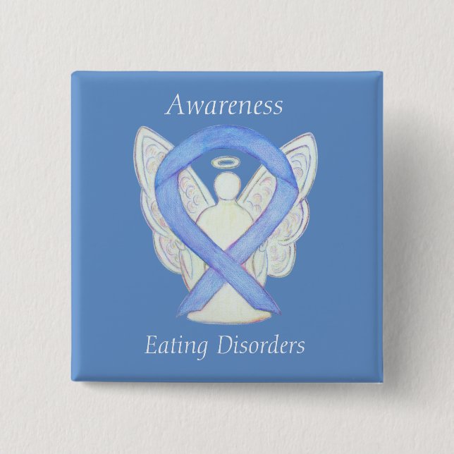 Eating Disorders Awareness Ribbon Angel Custom Pin (Front)