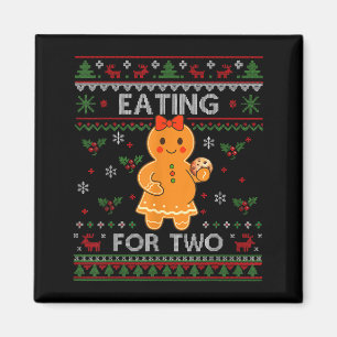 Eating For Two Pregnancy Announcement Ugly Sweater Magnet