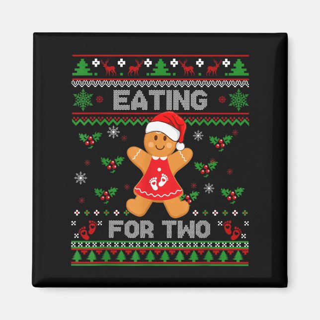 Eating For Two Pregnancy Announcement Ugly Sweater Magnet (Front)